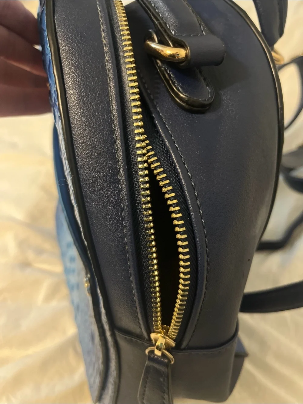 Blue Croc-Embossed Mini Backpack Bag